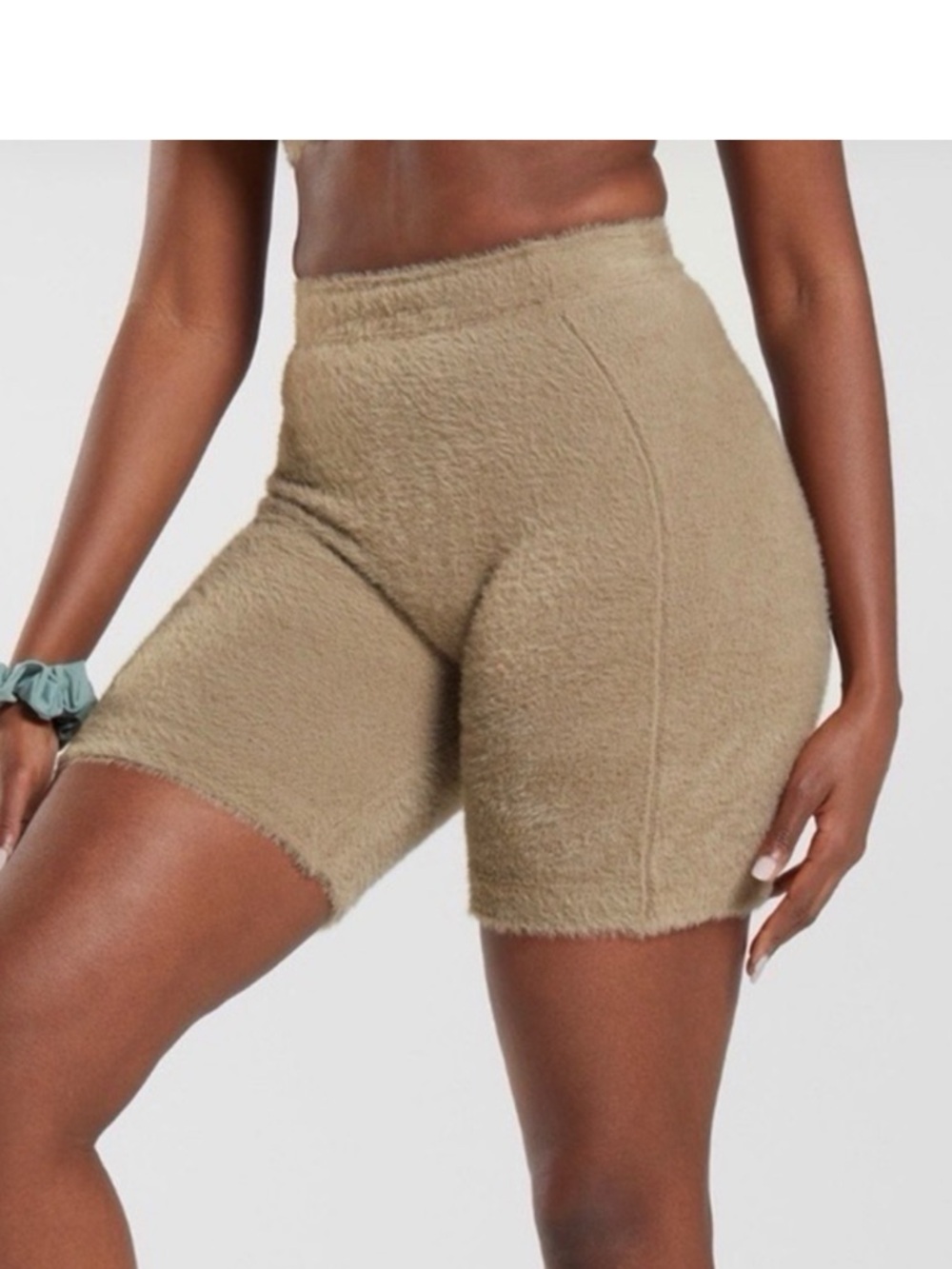 Gymshark x Whitney Simmons Eyelash Knit Shorts Size Small tan